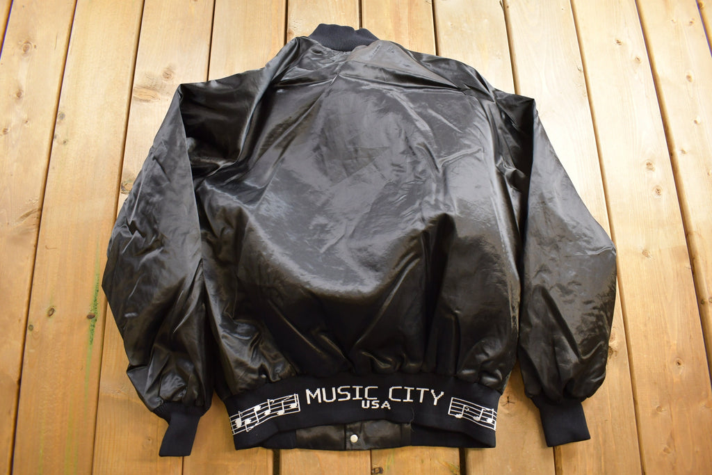 Vintage 1980s West Ark Nashville Music City Satin Bomber Jacket