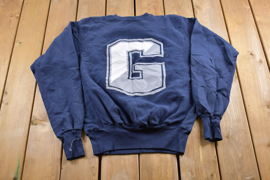 Vintage 1990s University of Georgetown Bulldogs Graphic Collegiate Crewneck Made In USA NCAA Sweatshirt