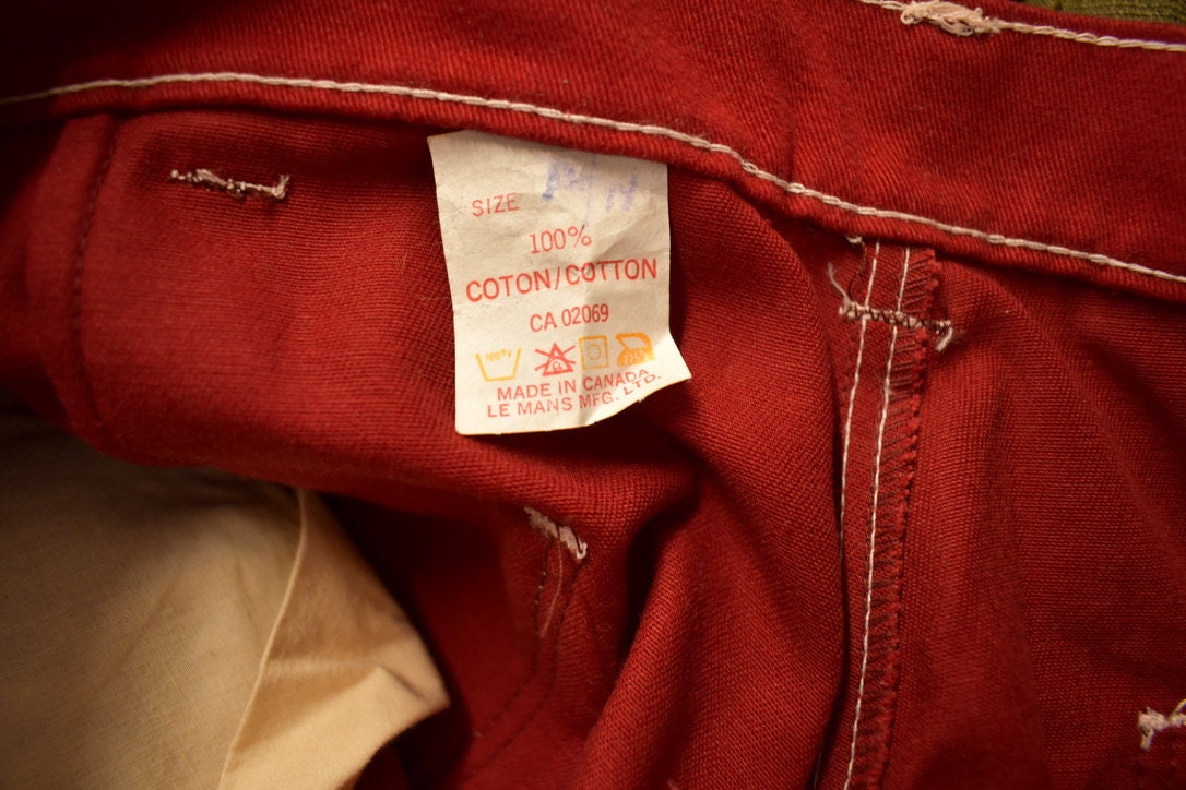 Vintage 1980s Chemin De Fer Red Pants Size 26x32