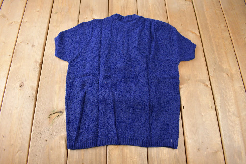 True Vintage 1960s Deadstock Miss Scotch English Short Sleeve Quarter Zip Knit Acrylic Sweater