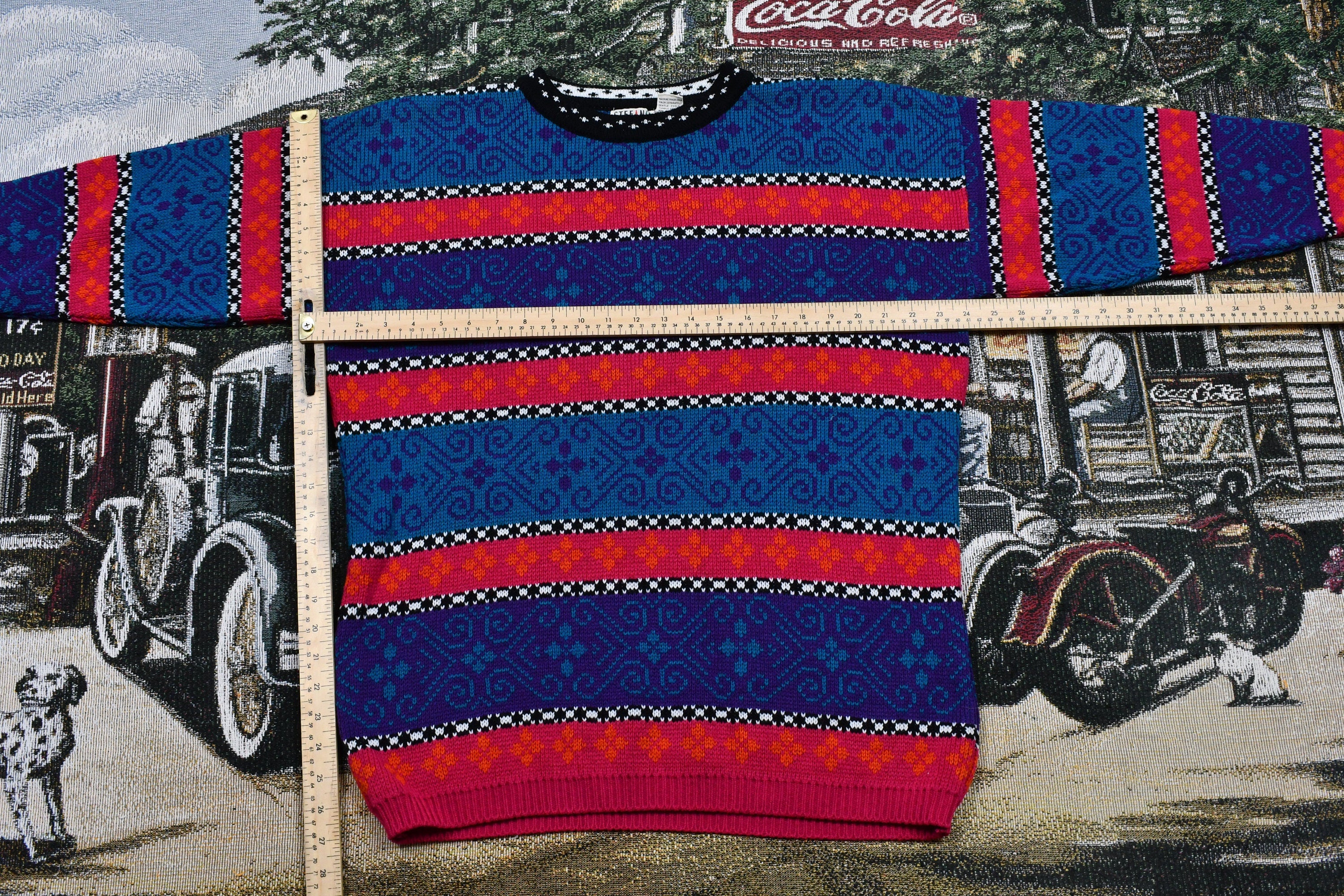 Vintage 1990s Striped 3D Knit Sweater