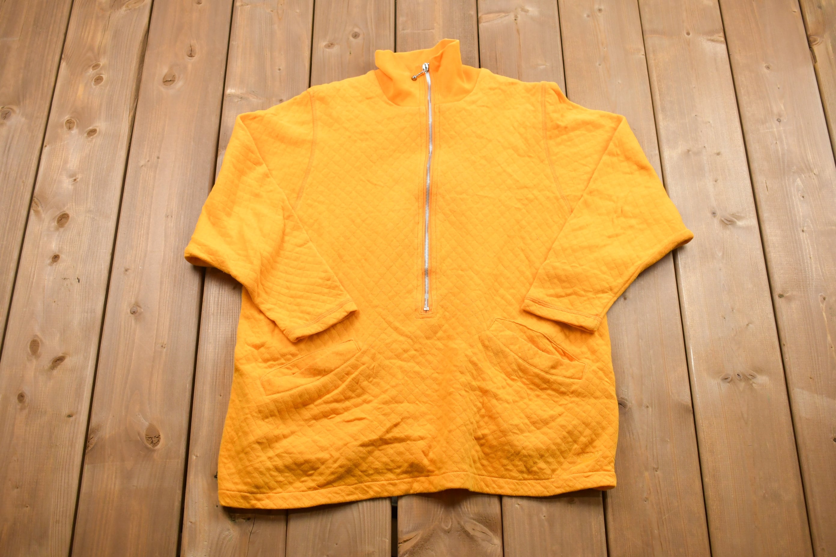 Vintage 1990s Yellow Quarter Zip Crewneck Sweatshirt