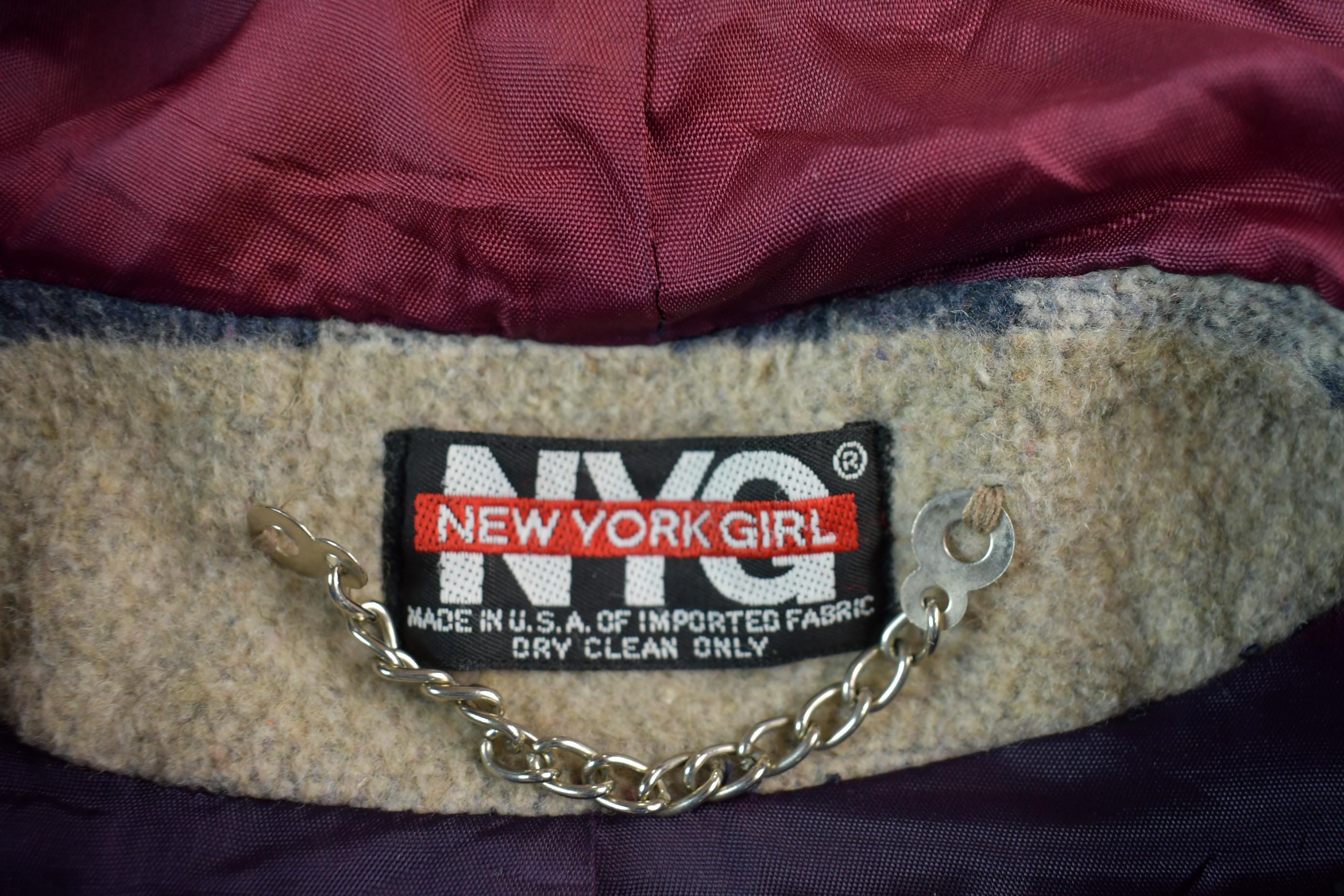 Vintage 1990s New York Girl Hooded Field Jacket Abstract Wool