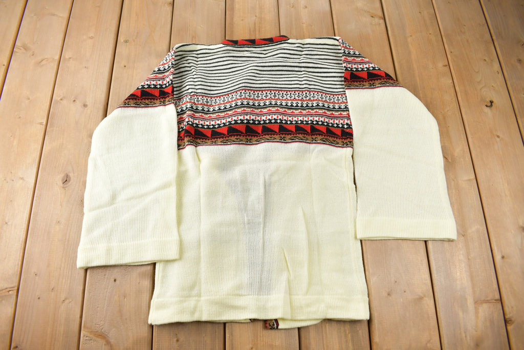 True Vintage 1960s Deadstock Helen Sue Psychedelic Knit Acrylic Cardigan Sweater