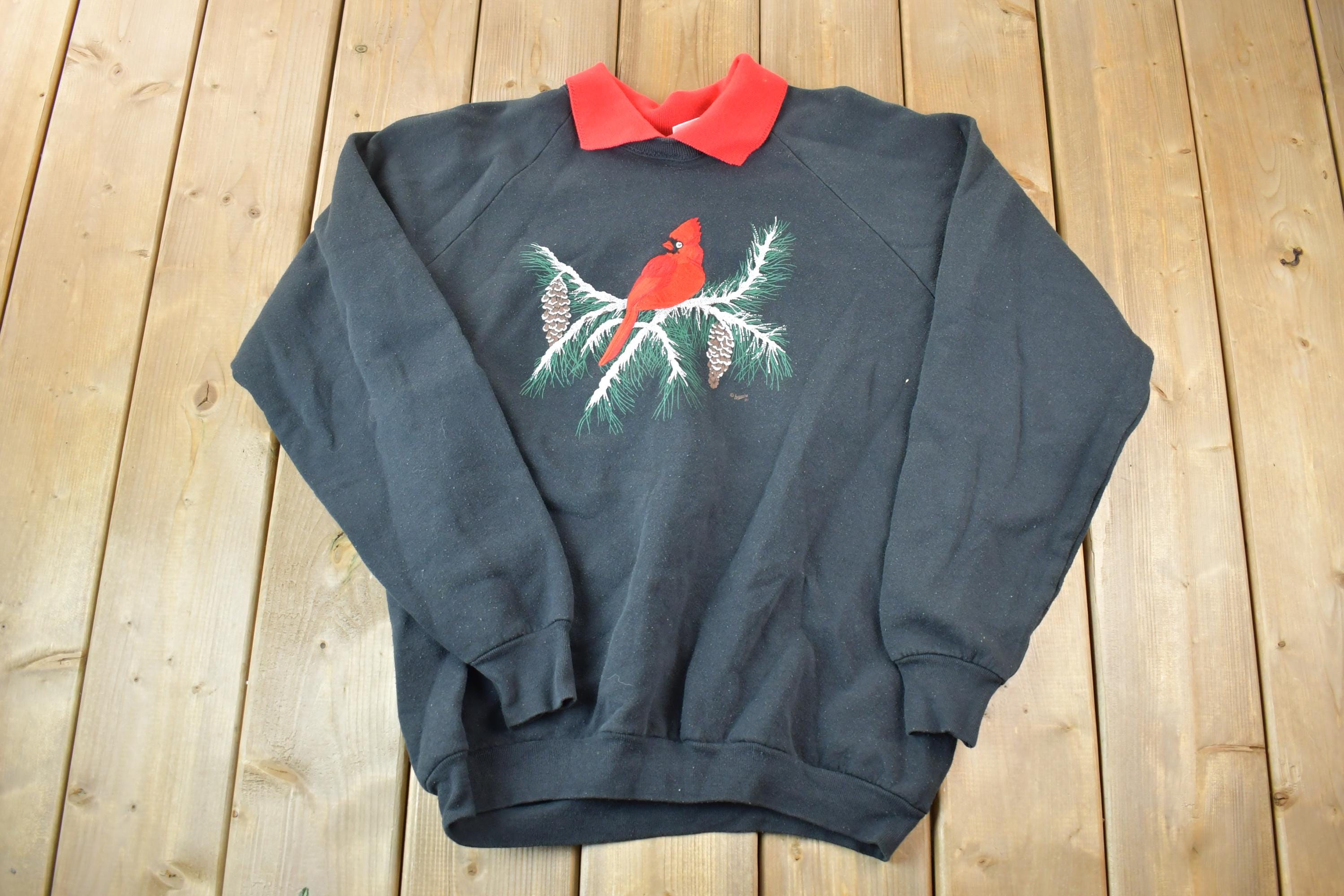 Vintage 1990s Cardinal Bird Double Collar Crewneck