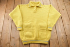 Vintage 1990s Knitted Striped Big Button Sweater / Vintage 90s Yellow Crewneck / Pattern Sweater / Outdoor / Pullover Sweatshirt