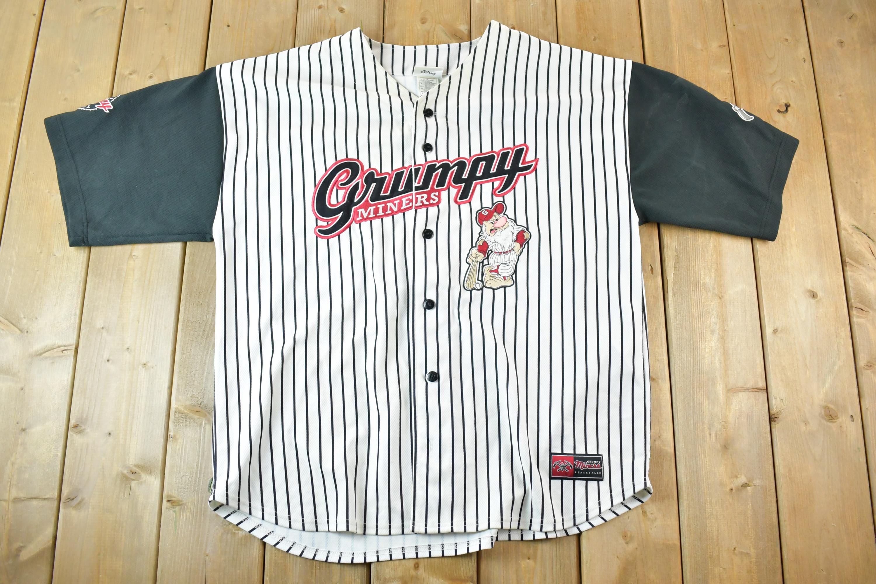 Vintage 1990s Grumpy Miners Baseball Disney Cartoon Promo Baseball Jersey Mens XL