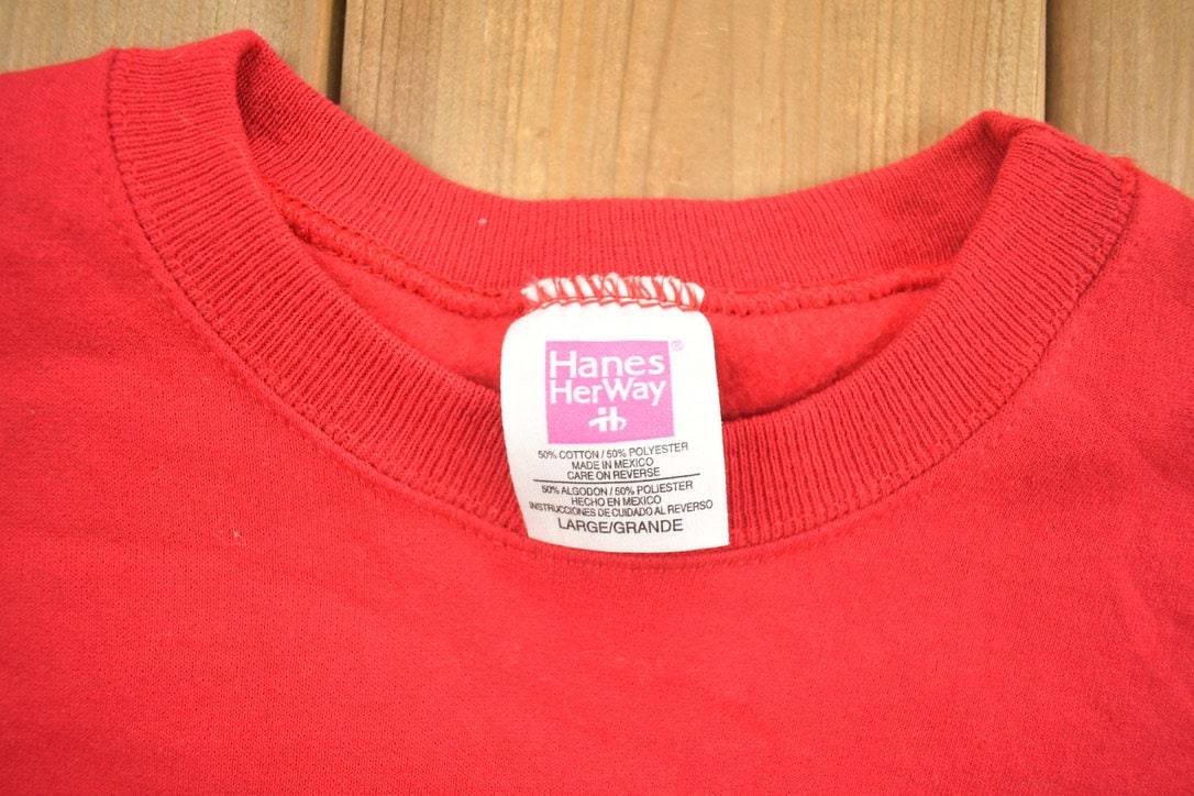 Vintage 1990s Hanes Her Way Blank Red Crewneck Sweatshirt