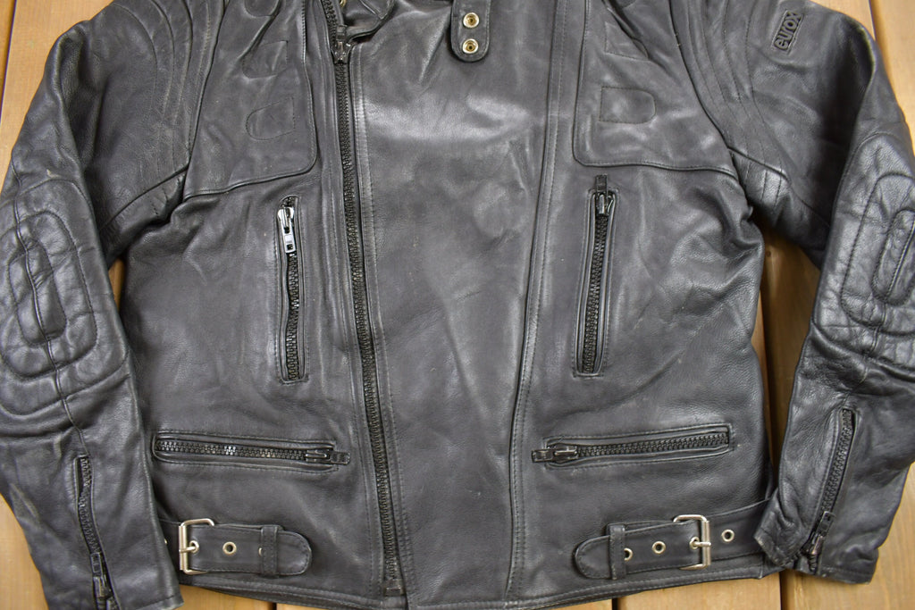 Vintage 1990s Eurox Leather Cafe Racer Biker Jacket