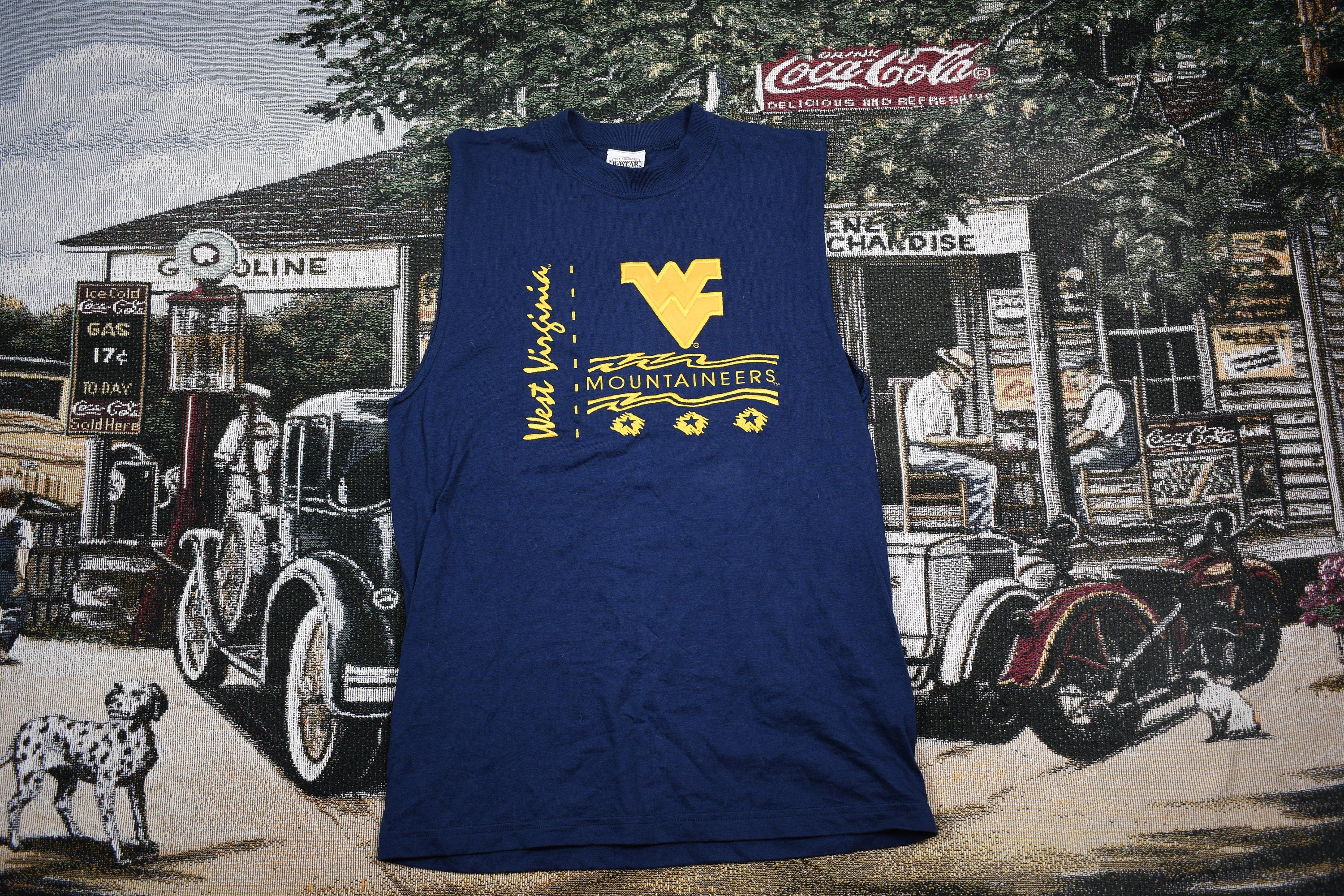 Vintage 1990s University Of West Virginia Mountaineers Graphic Tank Top Shirt