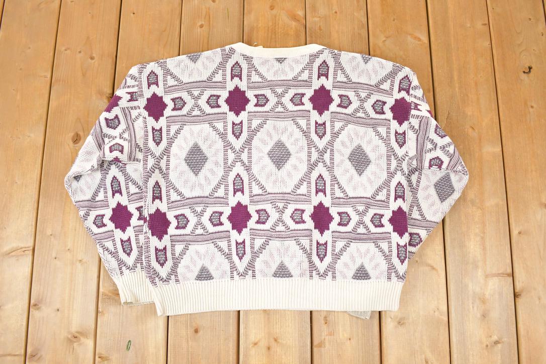 Vintage 1990s Jantzen Abstract Knit Crewneck Sweater Men's M