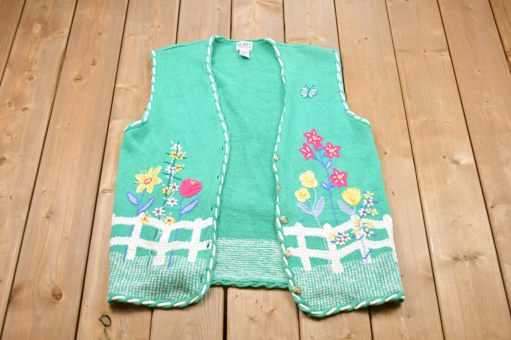 Vintage 1990s Floral Button Up Vest
