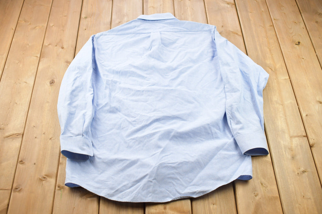 Vintage 1990s Blank Blue Button Up Shirt /