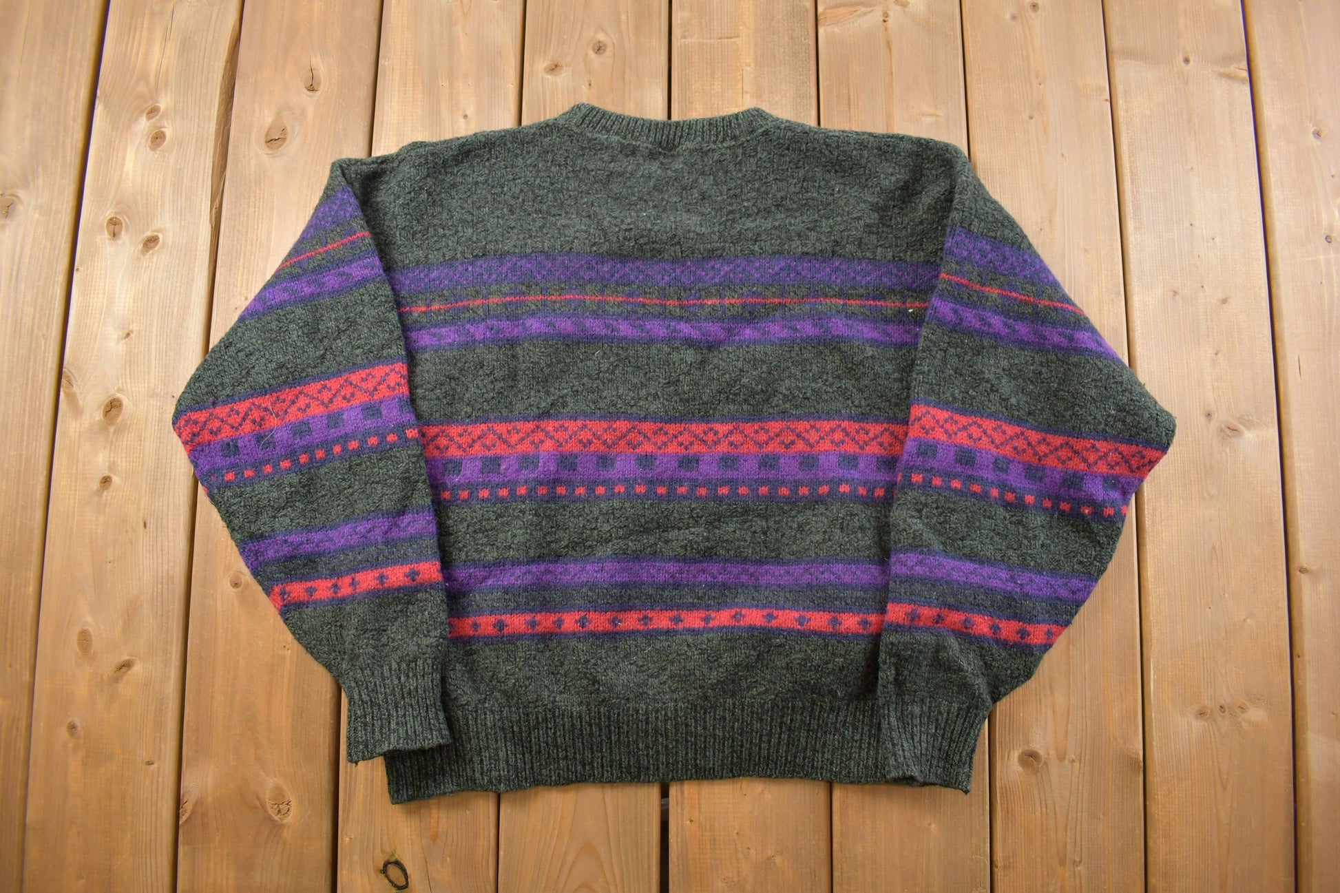 Vintage 1980s American Eagle Color Block Knitted Crewneck Sweater
