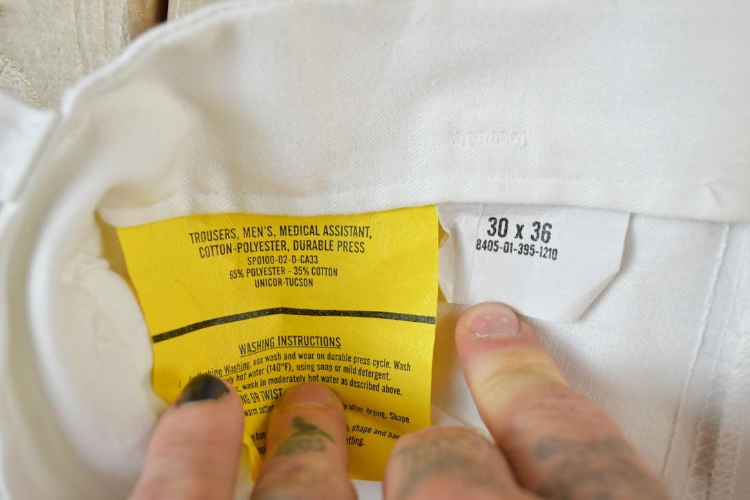 Vintage 1990s White Work Pants Size 30