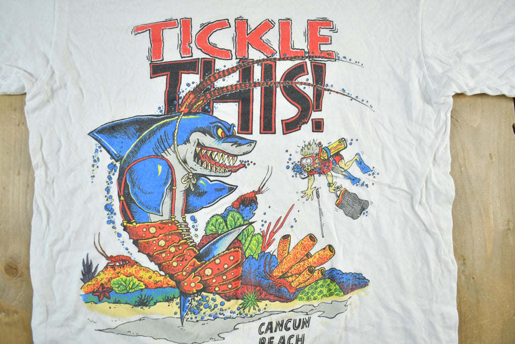 Vintage 1990s Cancun Mexico Graphic Souvenir T Shirt Men's Large