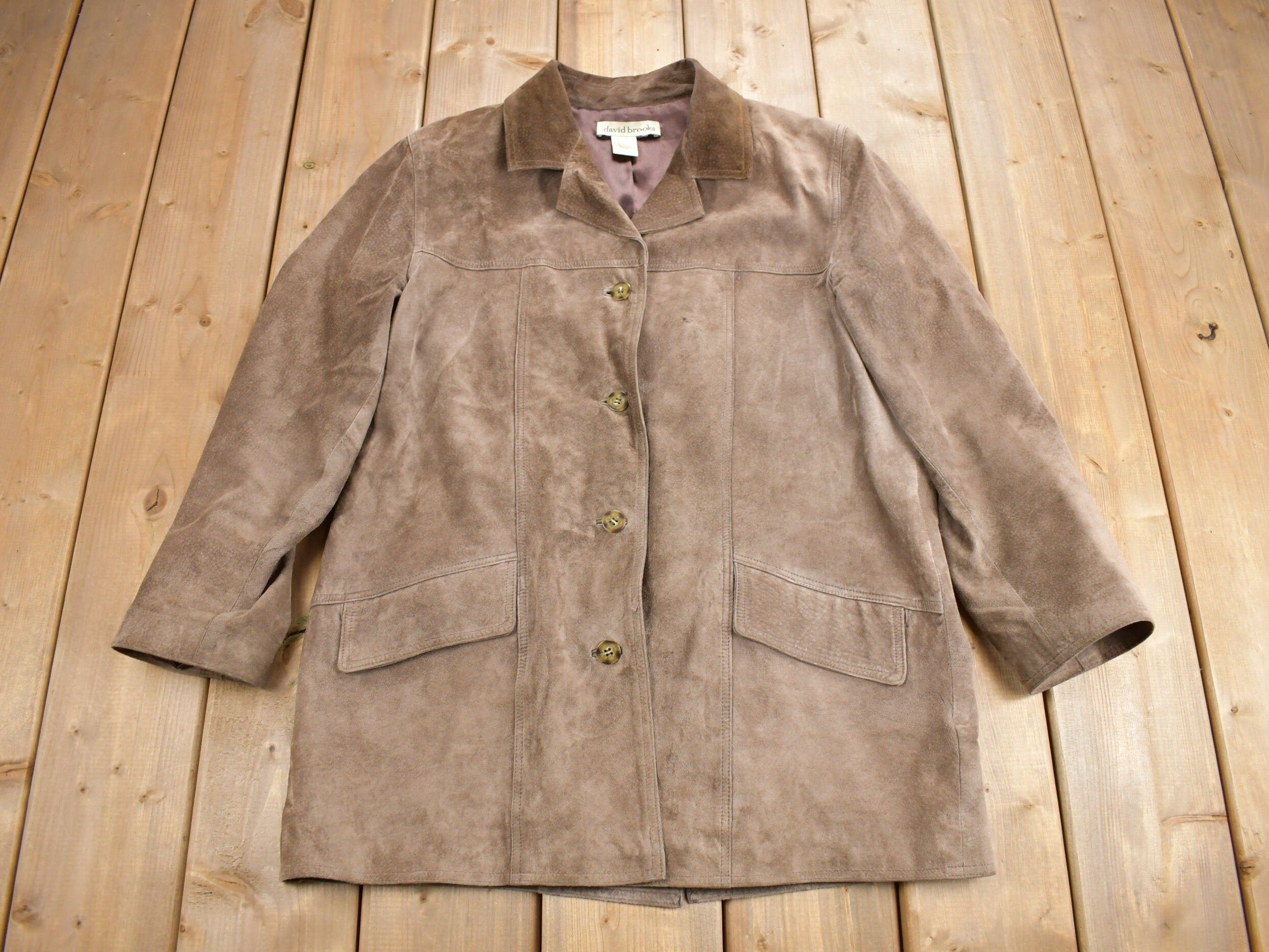 Vintage 1990s David Brooks Brown Leather Jacket