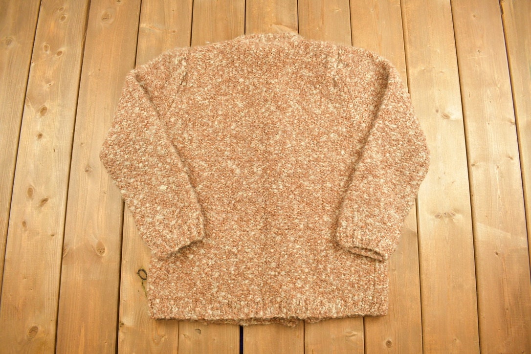 Vintage 1960s Button Up Knit Sweater  Vintage 90s Crewneck  Outdoorsman  Vintage Knit  Winter Sweatshirt