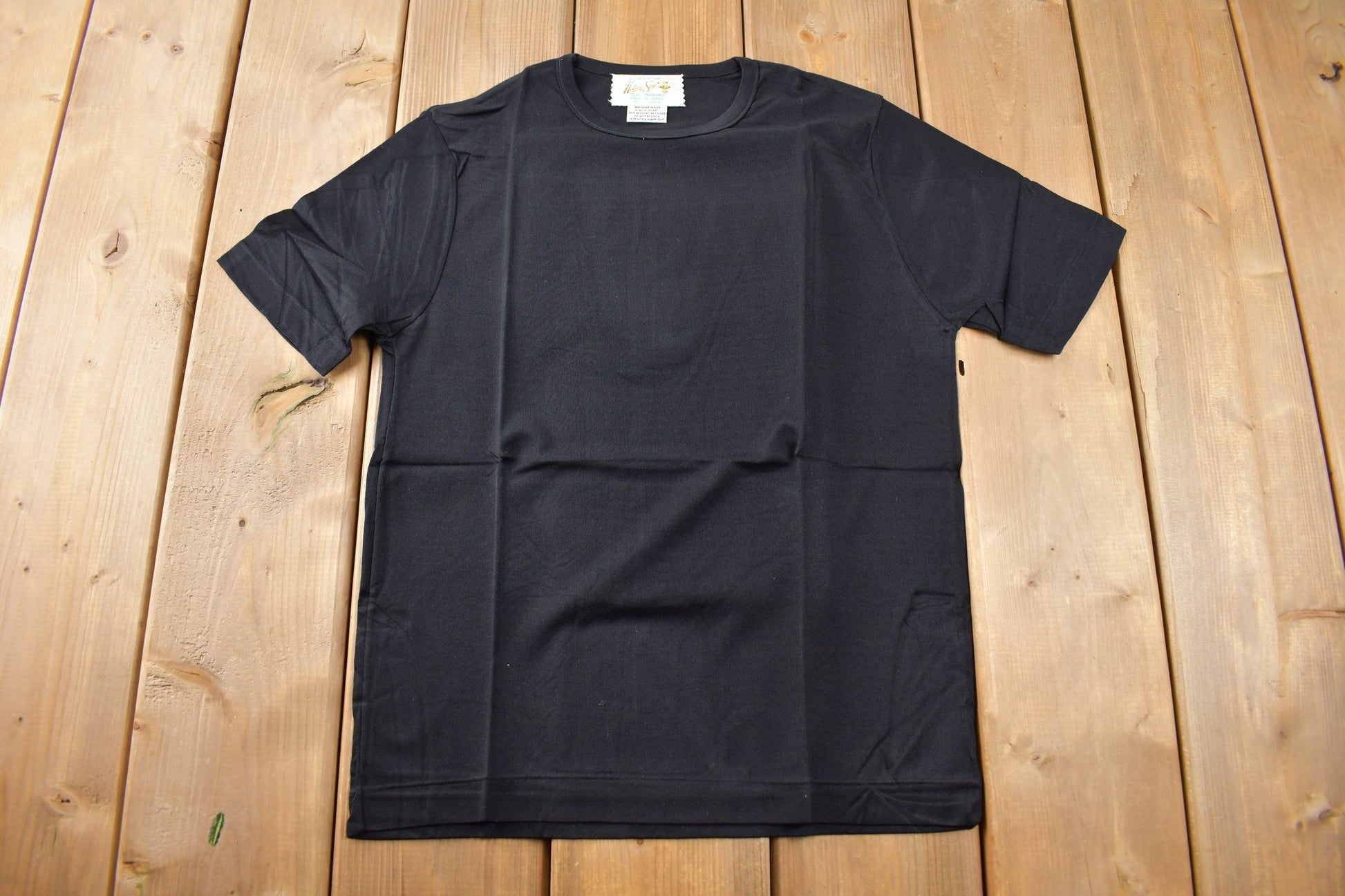 True Vintage 1960s Deadstock Helen Blank Black Nylon T Shirt