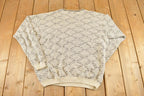 Vintage 1990s London Fog Knit Crewneck Sweater Men's L / 90's Abstract Pattern 3D Knitted Sweatshirt