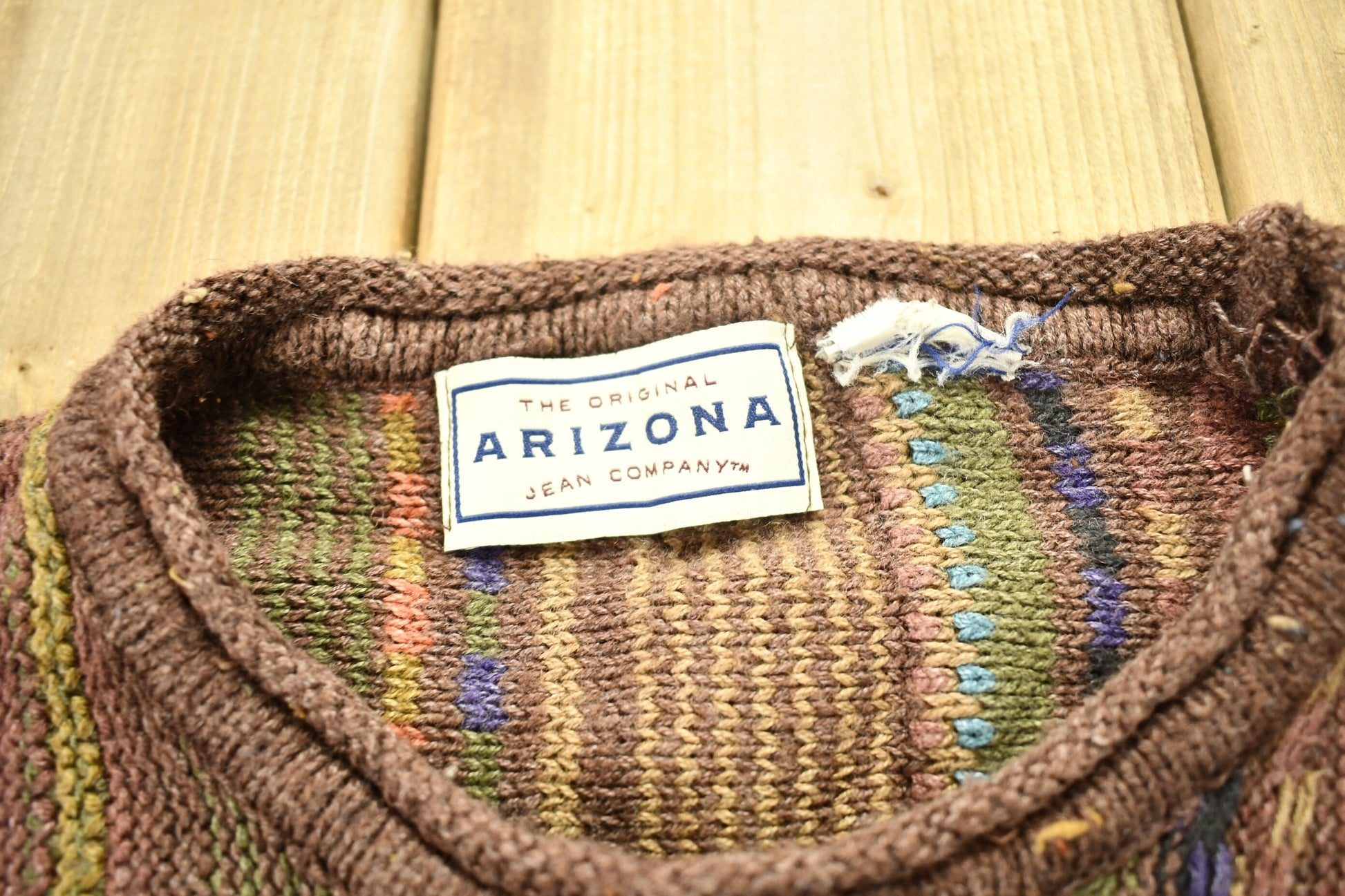 Vintage 1990s Arizona Jean Company 3D Colored Cable Knit Crewneck Sweater /