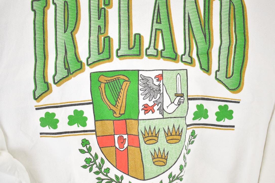 Vintage 1990s Ireland Sportsprint Crewneck Sweatshirt Men's L
