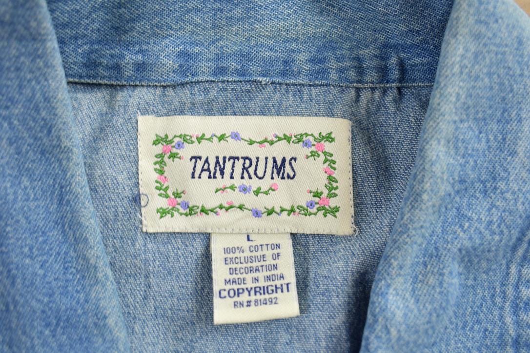 Vintage 1990s Tantrums Embroidered Jean Button Up Shirt
