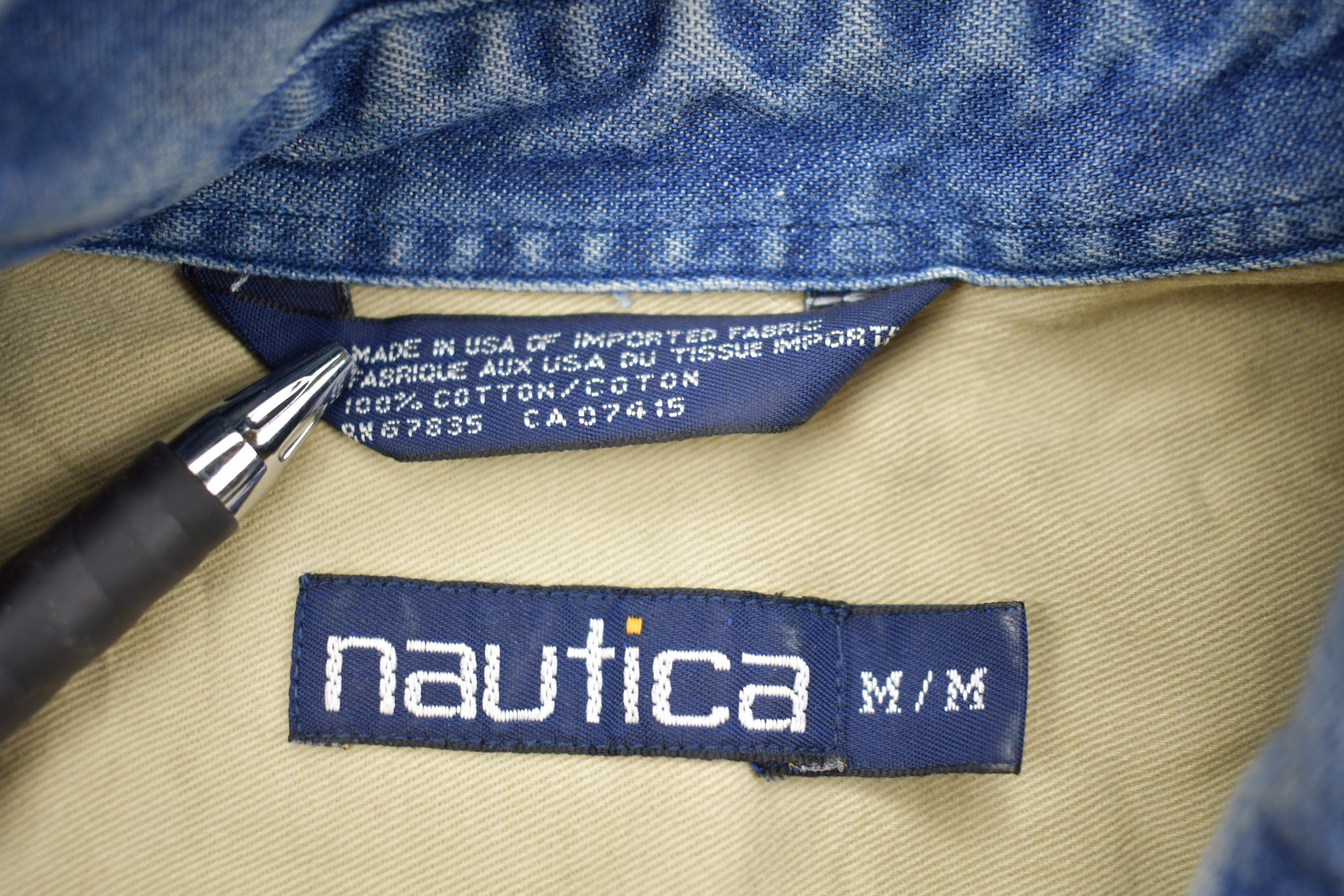 Vintage 1990s Nautica Denim Collar Long Sleeve Button Up Shirt