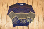 Vintage 1990s Saturdays Abstract Striped Knit Crewneck Sweater Men's M