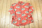 Vintage 1990s Woodland Trail AOP Pheasant Print Button Up Shirt Men's L