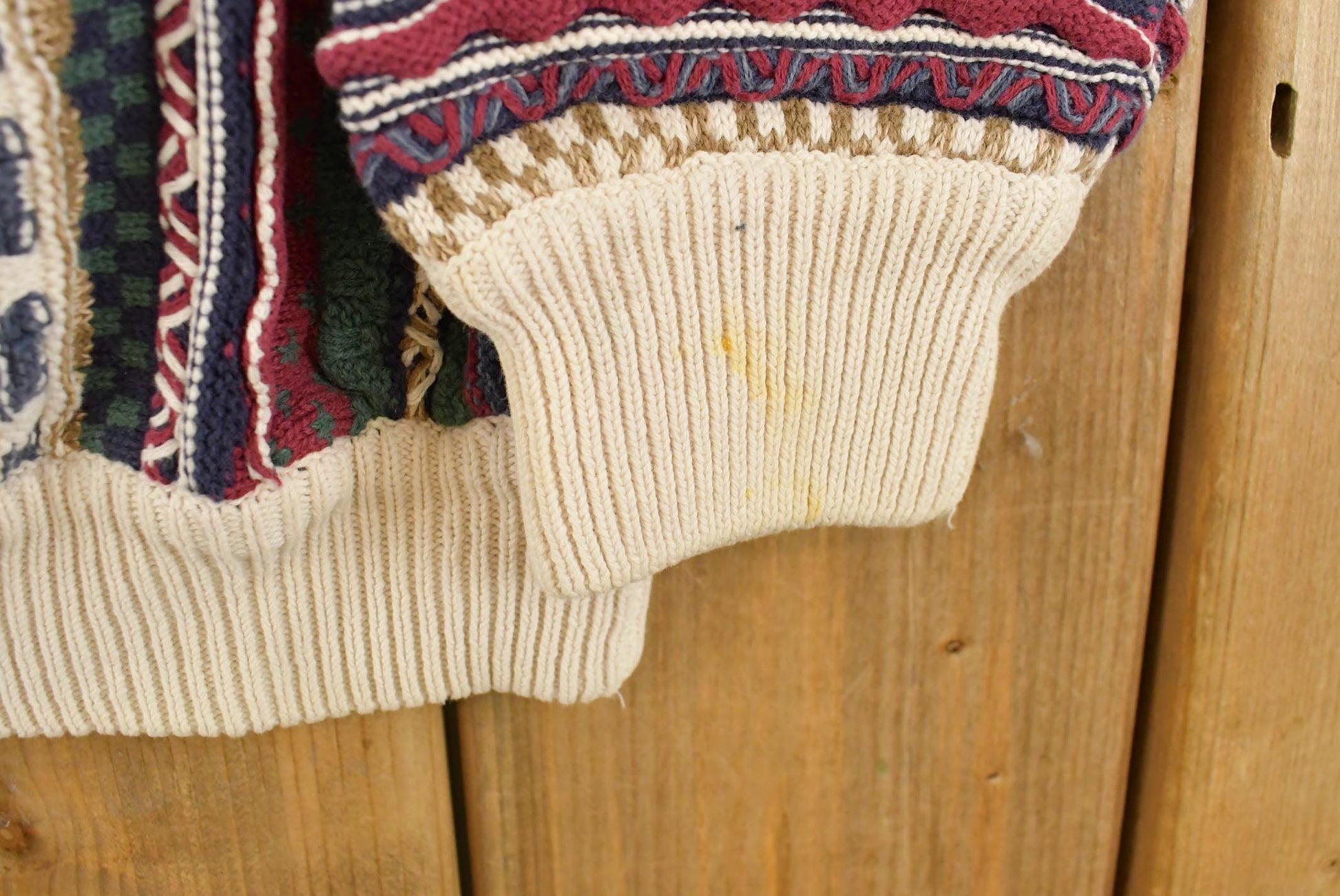 Vintage 1990s Cotton Traders 3D Cable Knit Crewneck Sweater Men's Medium