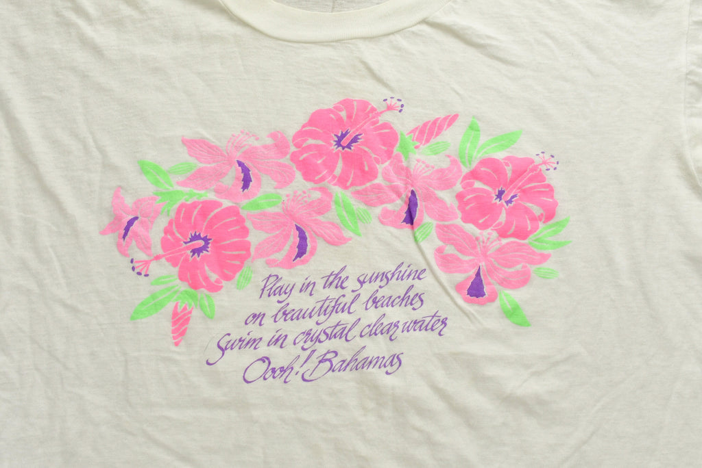 Vintage 1990s Bahamas Floral Graphic T-Shirt