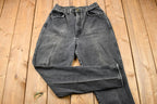 Vintage 1980s Chic Black Wash Relaxed Fit Tapered Leg Mom Jeans