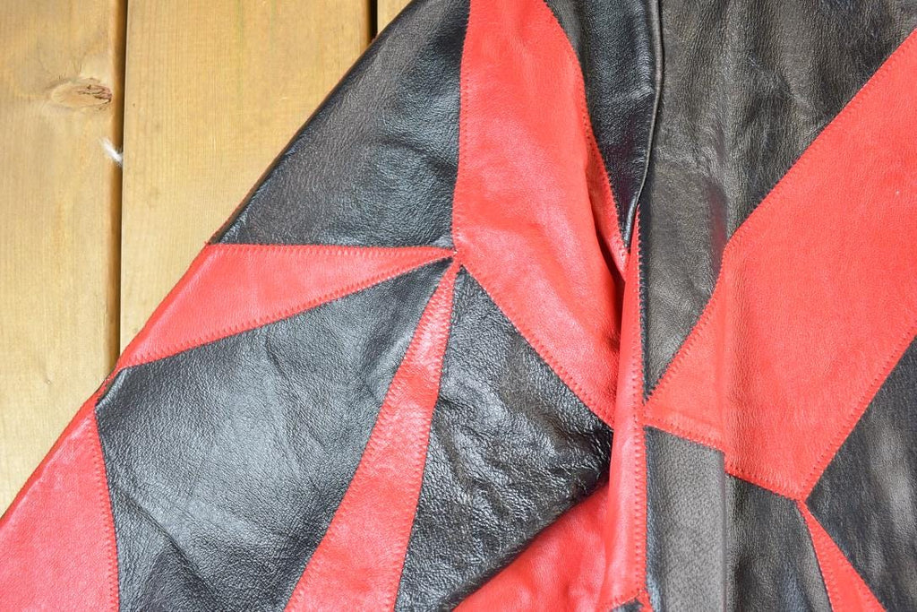 Vintage 1990s Via Accenti Leather Fashion Colour Block Jacket