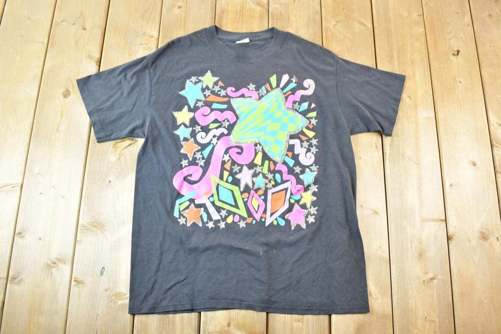 Vintage 1990s Springford Souvenir Neon Stars T-Shirt Men's L