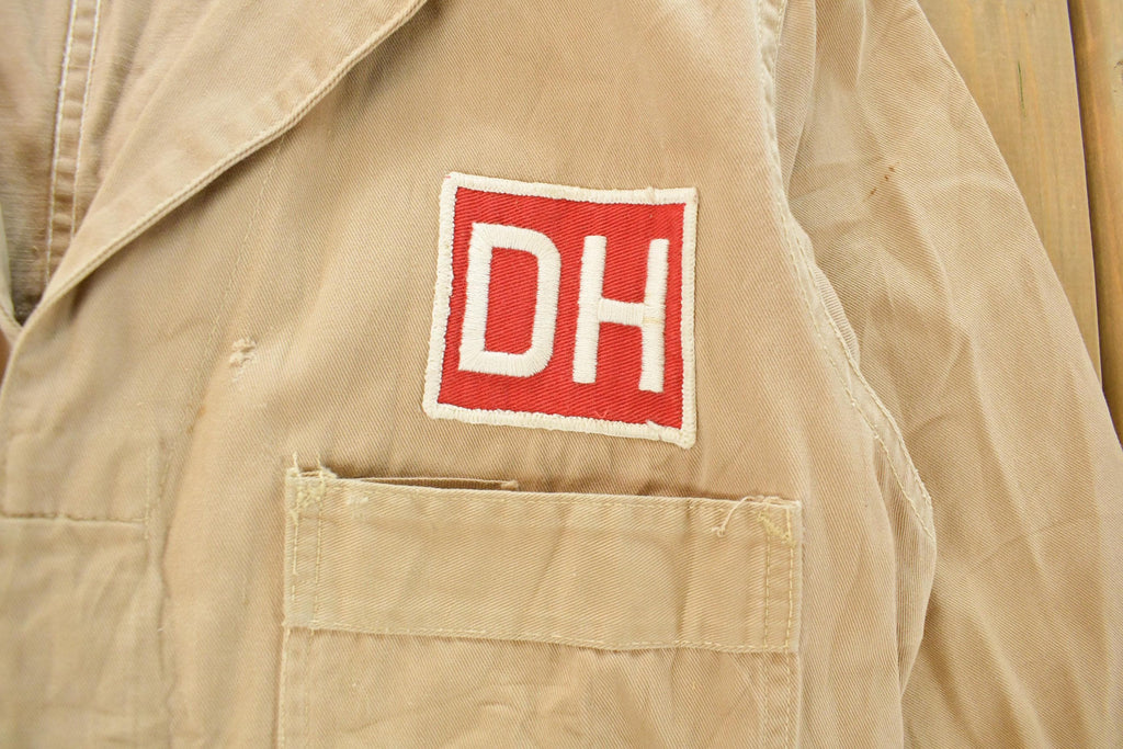 Vintage 1950s De Havilland Aircraft Aviation Shop Coat Light Jacket Men's Small