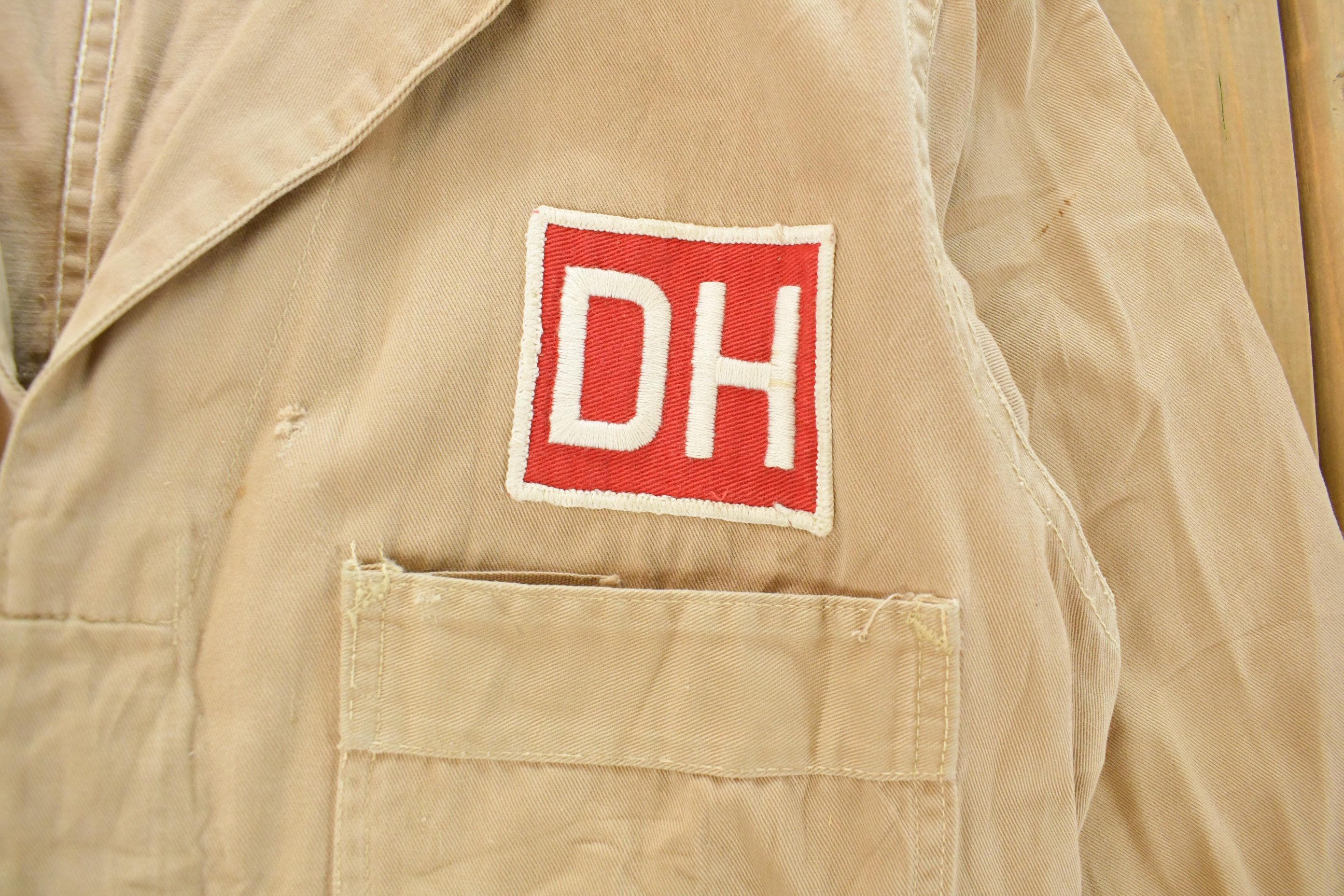 Vintage 1950s De Havilland Aircraft Aviation Shop Coat Light Jacket Men's Small