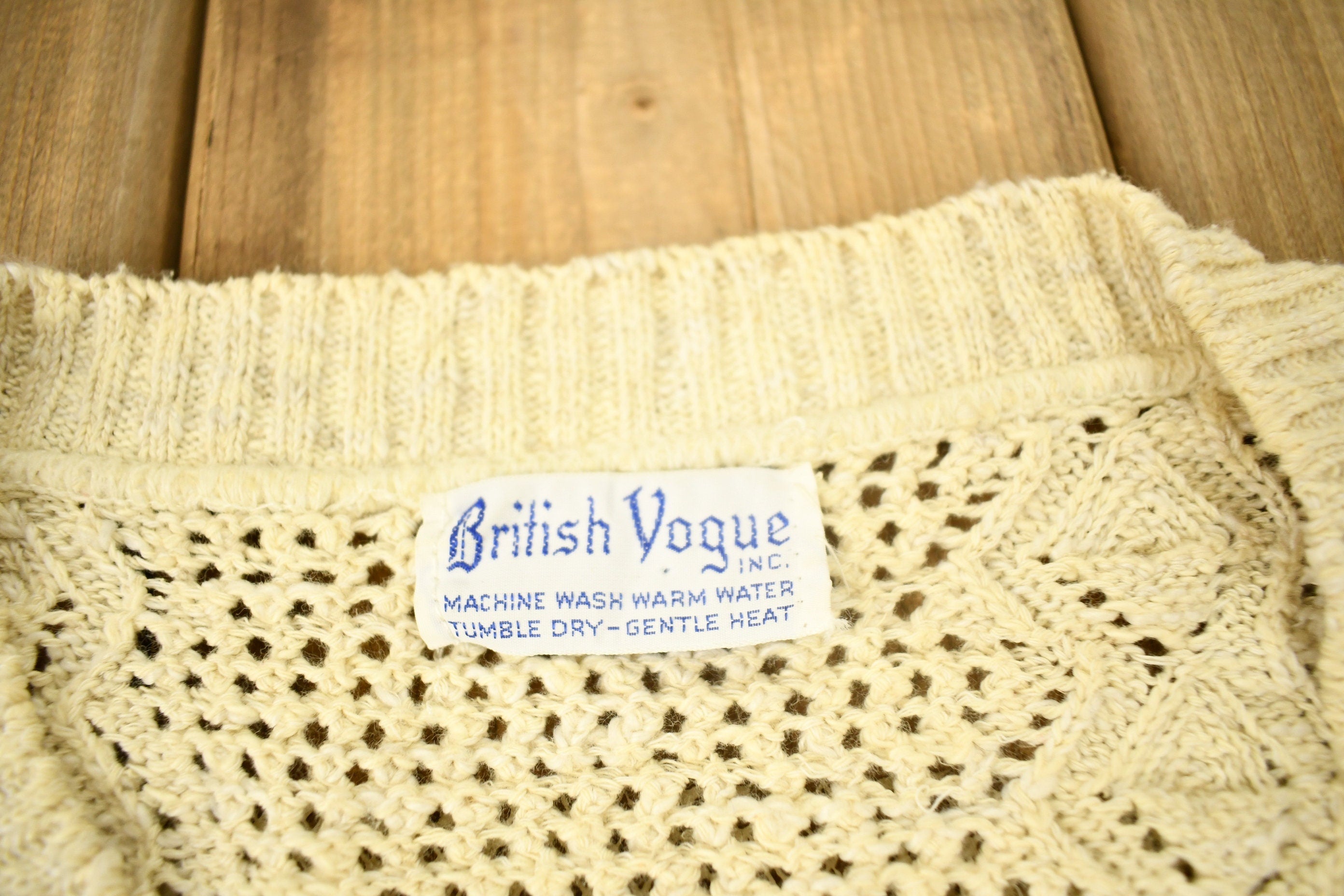 Vintage 1980s British Vogue Knitted V-Neck Sweater