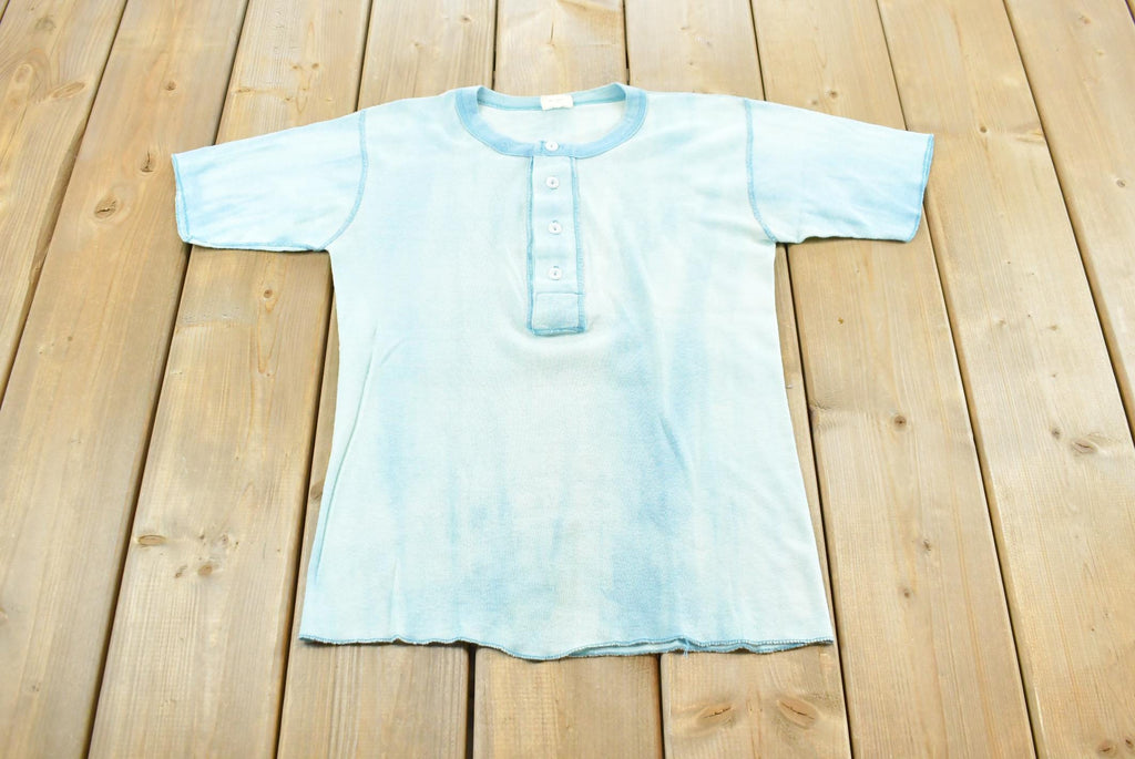 Vintage 1980s Sportswear Thermal Quarter Button Short Sleeve Shirt Men's S
