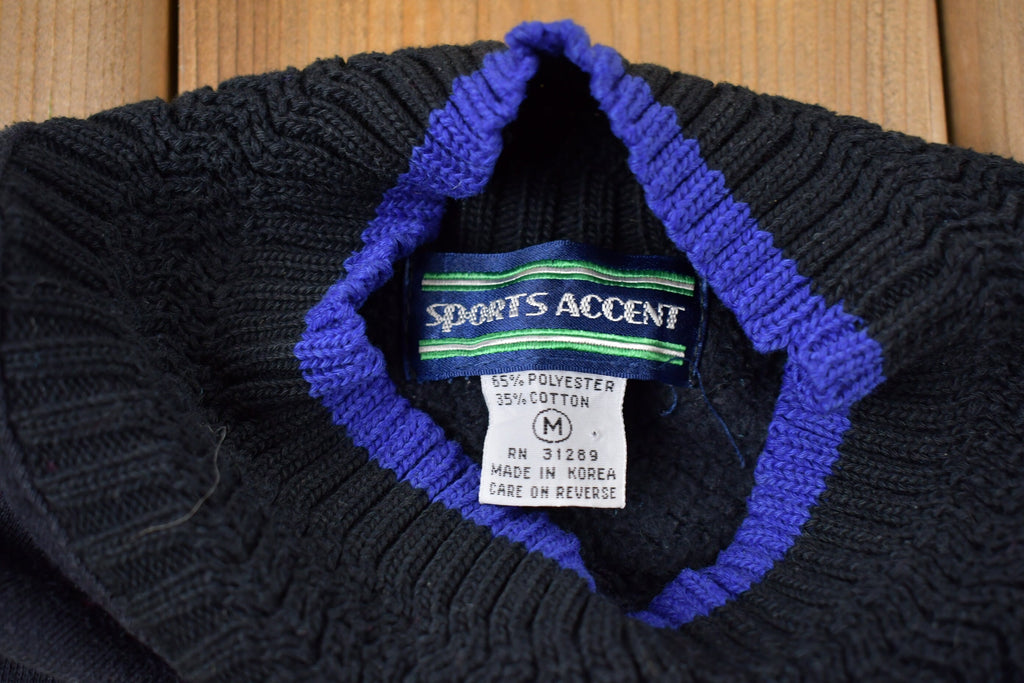 Vintage 1990s Sports Accent Geometric Patchwork Mockneck Sweatshirt