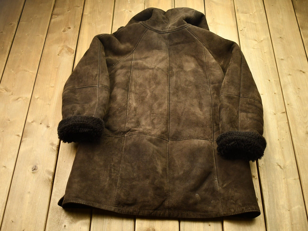 Vintage 1990s Suede Leather Fur Coat