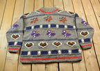 Vintage 1980s Knitted Butterfly Theme Crewneck Sweater