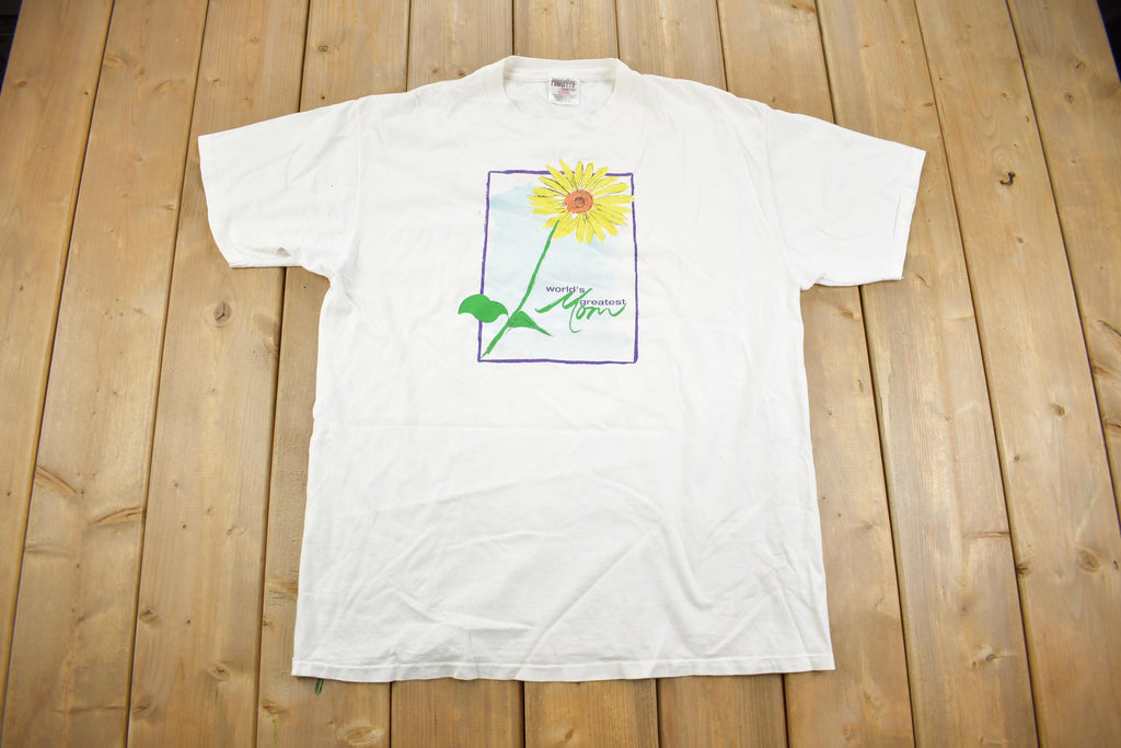 Vintage 1990s World Greatest Mom Sun Flower T Shirt