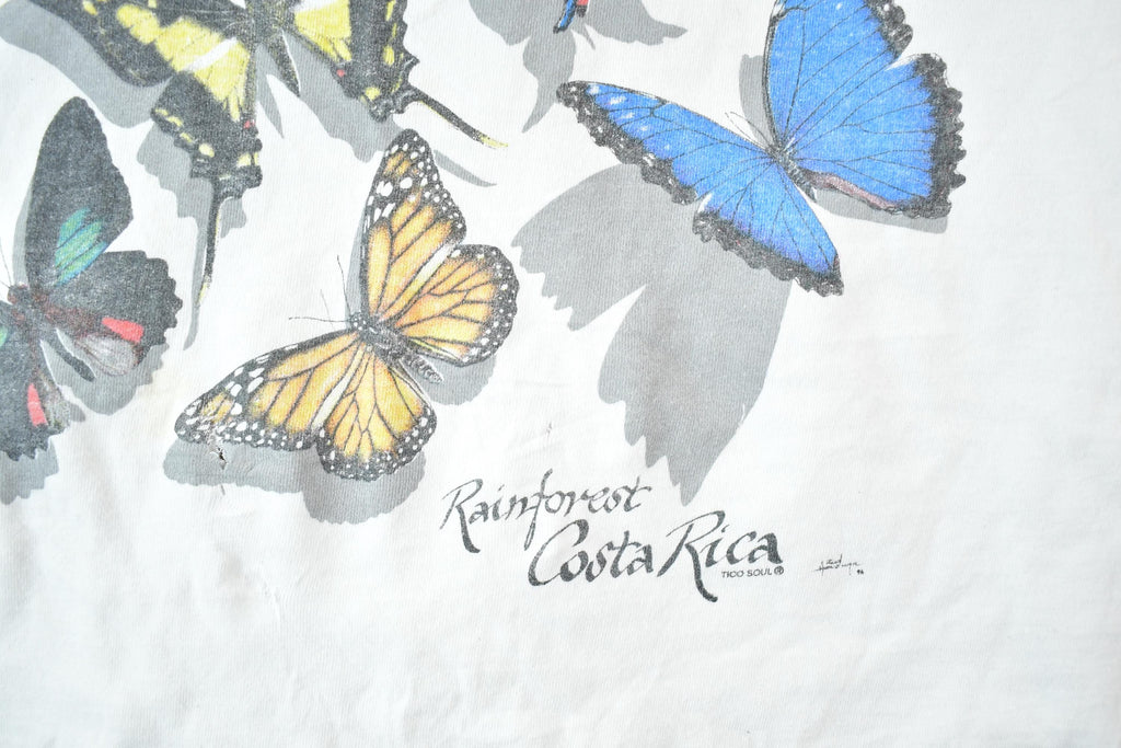 Vintage 1990s Costa Rica Rainforest Souvenir Butterfly T-Shirt Mens L