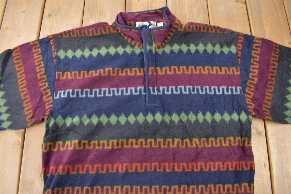 Vintage 1990s Players By Van Heusen All Over Print Quarter Zip Fleece Sweater