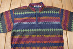 Vintage 1990s Players By Van Heusen All Over Print Quarter Zip Fleece Sweater
