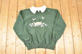 Vintage 1990s Morning Sun Sleeping Kitty Cat Quarter Zip Collared Crewneck Sweatshirt Women's L