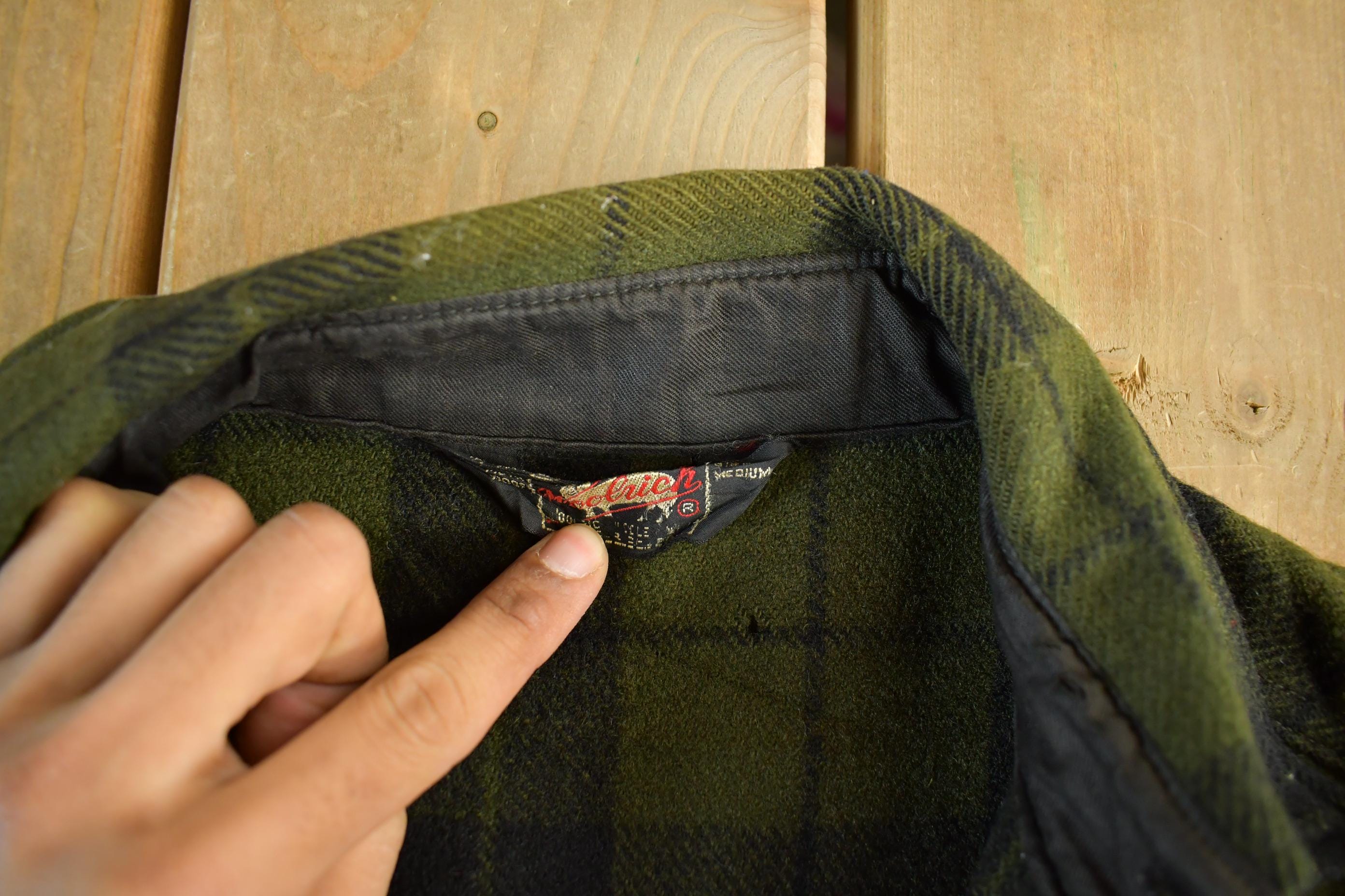 Vintage 1940s Woolrich Wool Plaid Flannel Button Up Shirt