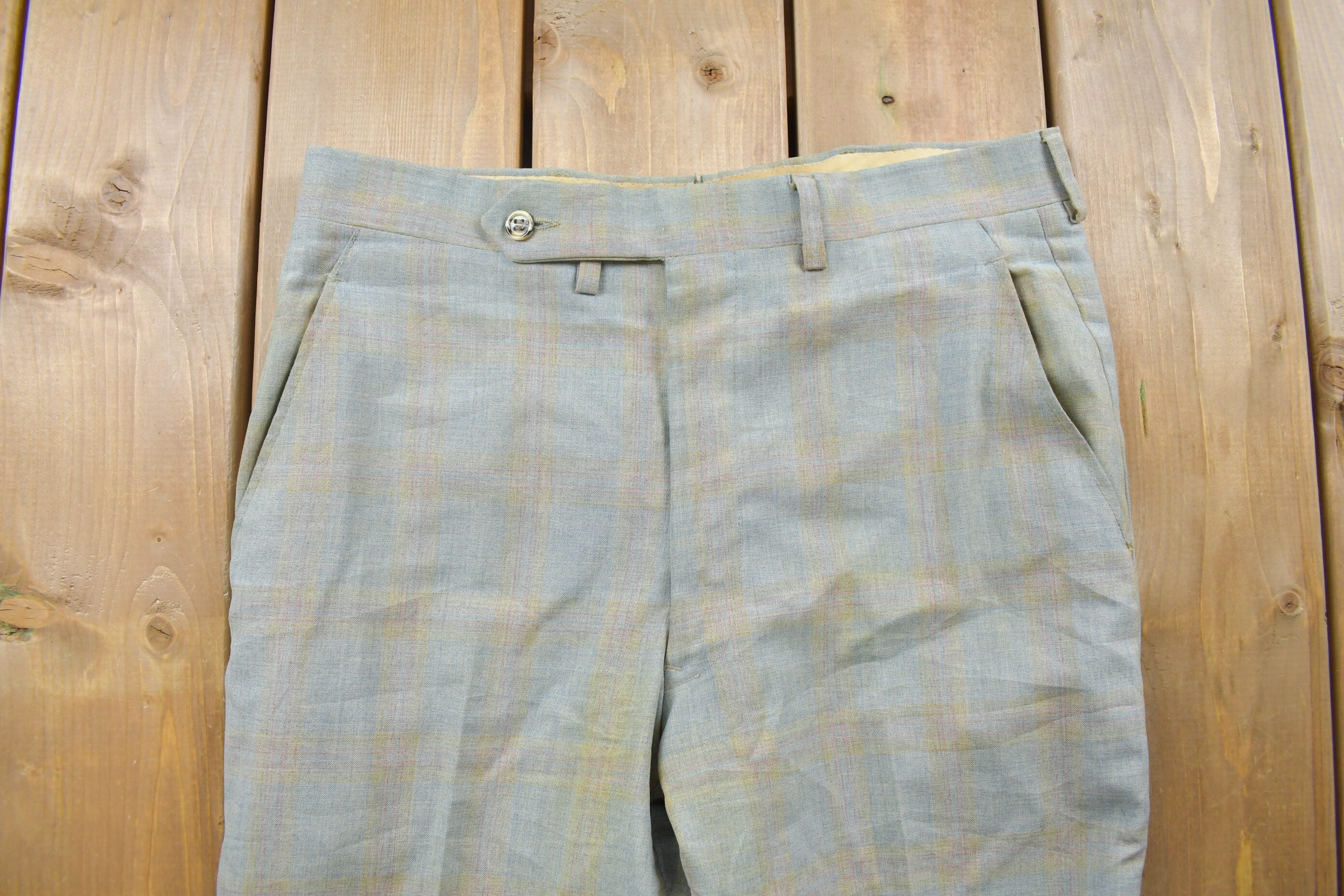 Vintage 1980's Plaid Dress Pants 32 x 32