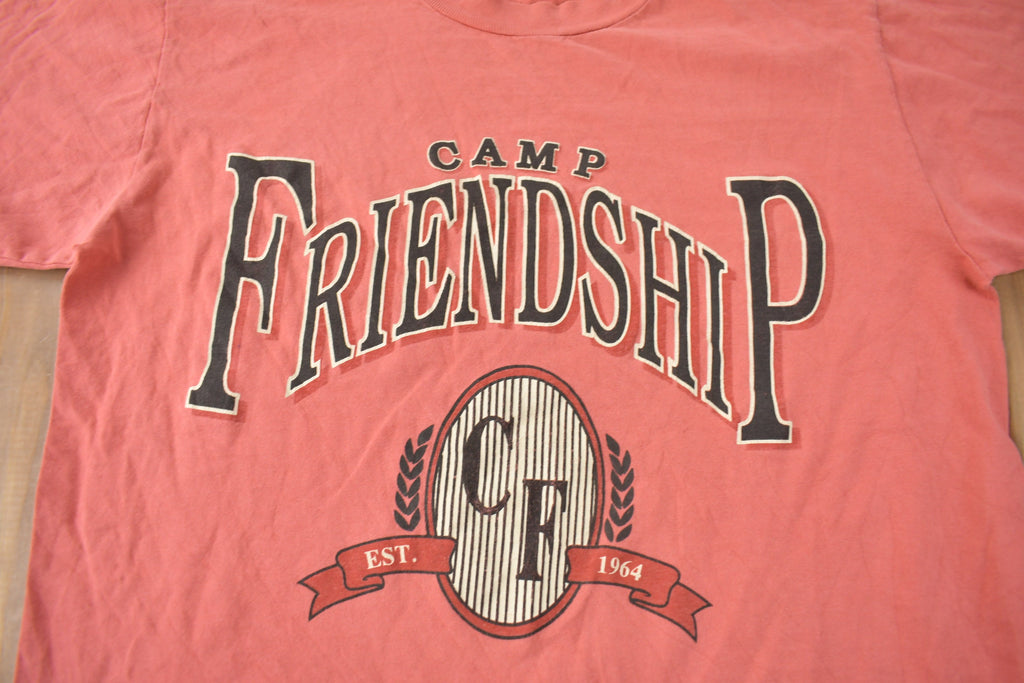 Vintage 1990s Camp Friendship Graphic T Shirt Made In USA Size M
